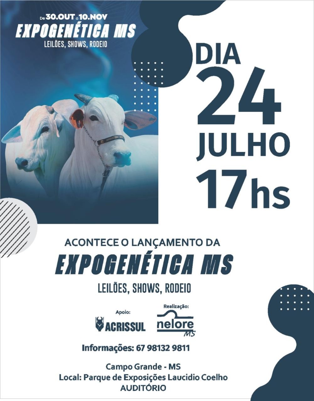 Expogenética Nelore-MS é lançada oficialmente nesta quarta-feira (24)